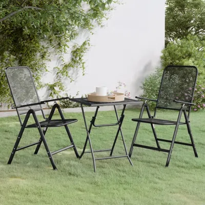 Vidaxl 3 Piece Patio Dining Set Expanded Metal Mesh Anthracite In Black