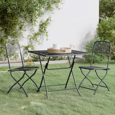 Vidaxl 3 Piece Patio Dining Set Expanded Metal Mesh Anthracite In Brown