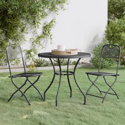 Vidaxl 3 Piece Patio Dining Set Expanded Metal Mesh Anthracite In Metallic
