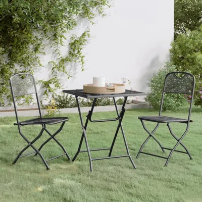 Vidaxl 3 Piece Patio Dining Set Expanded Metal Mesh Anthracite
