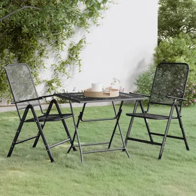 Vidaxl 3 Piece Patio Dining Set Expanded Metal Mesh Anthracite In Black