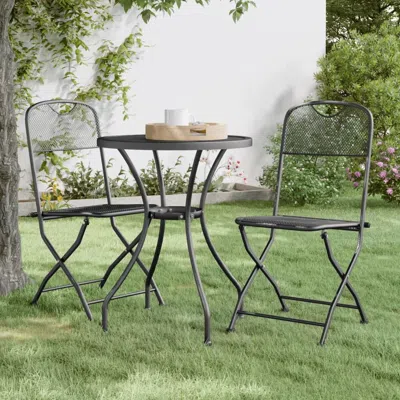 Vidaxl 3 Piece Patio Dining Set Expanded Metal Mesh Anthracite In Gray