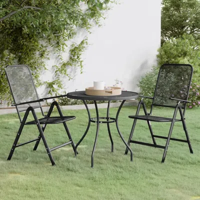 Vidaxl 3 Piece Patio Dining Set Expanded Metal Mesh Anthracite In Black