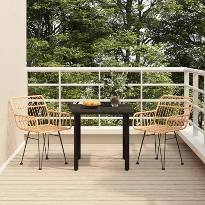 Vidaxl 3 Piece Patio Dining Set Poly Rattan In Multi