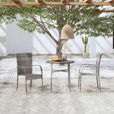 Vidaxl 3 Piece Patio Dining Set Poly Rattan Gray
