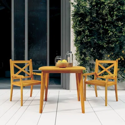 Vidaxl 3 Piece Patio Dining Set Solid Wood Acacia In Brown