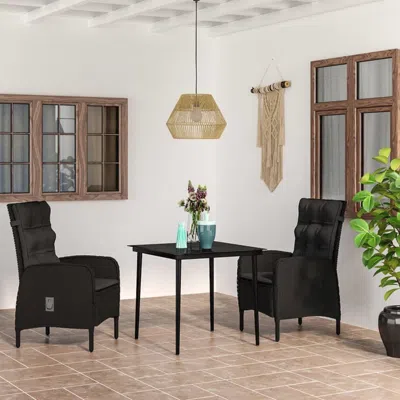 Vidaxl 3 Piece Patio Dining Set With Cushions Black