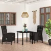 Vidaxl 3 Piece Patio Dining Set With Cushions Black