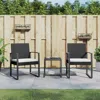 VIDAXL 3 PIECE PATIO DINING SET WITH CUSHIONS BLACK PP RATTAN