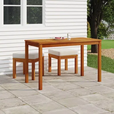 Vidaxl 3 Piece Patio Dining Set With Cushions Solid Wood Acacia In Brown