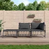 Vidaxl 3 Piece Patio Lounge Set With Cushions Anthracite Poly Rattan