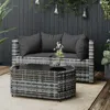 Vidaxl 3 Piece Patio Lounge Set With Cushions Gray Poly Rattan