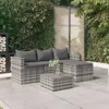Vidaxl 3 Piece Patio Lounge Set With Cushions Gray Poly Rattan