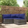 Vidaxl 3 Piece Patio Lounge Set With Cushions Gray Poly Rattan