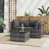 Vidaxl 3 Piece Patio Lounge Set With Cushions Gray Poly Rattan