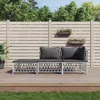 Vidaxl 3 Piece Patio Lounge Set With Cushions White Steel
