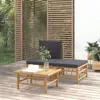 Vidaxl 3 Piece Patio Lounge Set With Dark Gray Cushions Bamboo