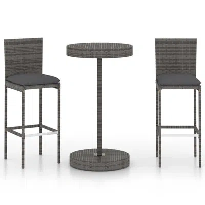 Vidaxl 3 Piece With Cushions In Gray Frame,gray Cushion