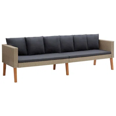 Vidaxl 3-seater Garden Sofa With Cushions Poly Rattan Beige, 310213 In Metallic