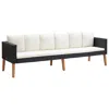 Vidaxl 3-seater Garden Sofa With Cushions Poly Rattan Black, 310214