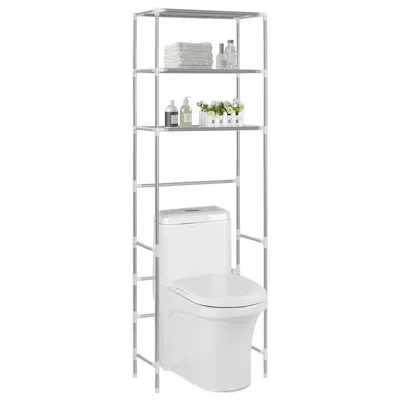 Vidaxl 3-tier Storage Rack Over Toilet Silver 20.9"x11"x66.5" In Pattern