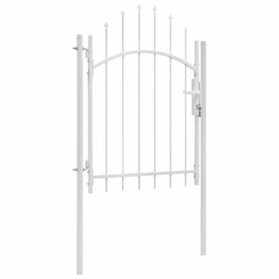 Vidaxl 39.4'' W Metal Fence Post Garden Gate For Outdoor Patio Lawn Steel In White