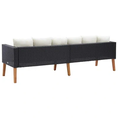 Vidaxl 3-seater Patio Sofa, Poly Rattan & Powder-coated Steel Frame, Weather Resistant, Cushions Included,  In Gray,brown