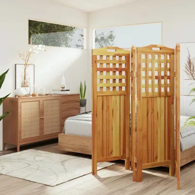 Vidaxl 4-panel Room Divider 63.8"x0.8"x45.3" Solid Wood Acacia In Brown