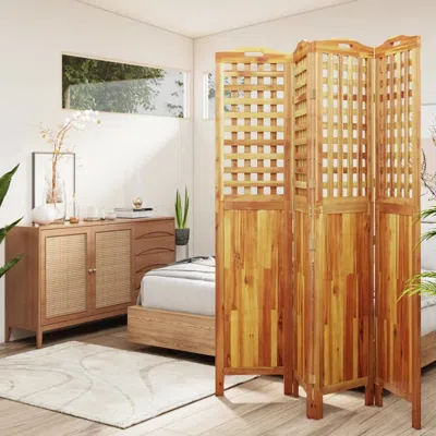Vidaxl 4-panel Room Divider 63.8"x0.8"x70.9" Solid Wood Acacia In Brown