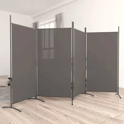Vidaxl 4-panel Room Divider Anthracite 136.2"x70.9" Fabric In Brown