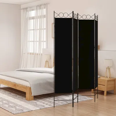 Vidaxl 4-panel Room Divider Black 63"x78.7" Fabric