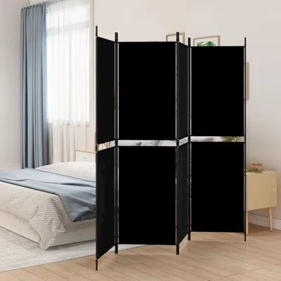 Vidaxl 4-panel Room Divider Black 78.7"x70.9" Fabric