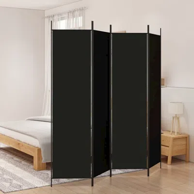 Vidaxl 4-panel Room Divider Black 78.7"x78.7" Fabric