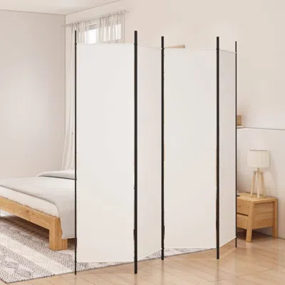 Vidaxl 4-panel Room Divider White 78.7"x78.7" Fabric