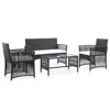 Vidaxl 4 Piece Garden Lounge Set With Cushion Poly Rattan Black, 46434