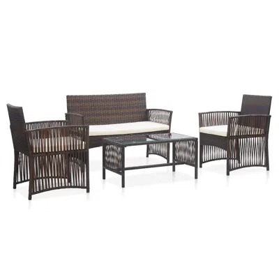 Vidaxl 4 Piece Garden Lounge Set With Cushion Poly Rattan Brown, 46435 In Gray