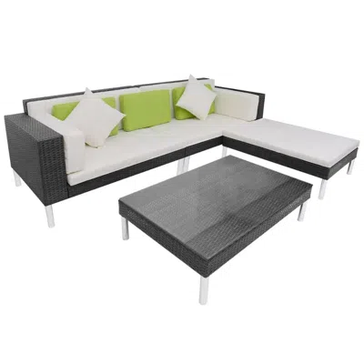 Vidaxl 4 Piece Garden Lounge Set With Cushions Poly Rattan Black, 42944