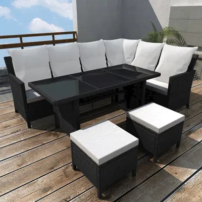 Vidaxl 4 Piece Garden Lounge Set With Cushions Poly Rattan Black, 43096