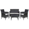 Vidaxl 4 Piece Garden Lounge Set With Cushions Poly Rattan Black, 44186