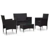 Vidaxl 4 Piece Garden Lounge Set With Cushions Poly Rattan Black, 45813