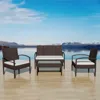 Vidaxl 4 Piece Garden Lounge Set With Cushions Poly Rattan Brown, 42672
