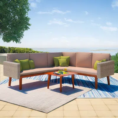 Vidaxl 4 Piece Garden Lounge Set With Cushions Poly Rattan Gray, 43133 In Pink