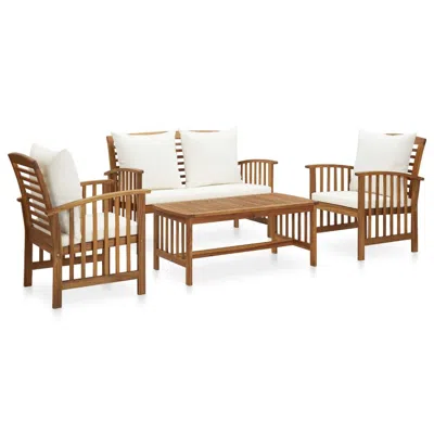 Vidaxl 4 Piece Garden Lounge Set With Cushions Solid Acacia Wood, 3057975 In Brown