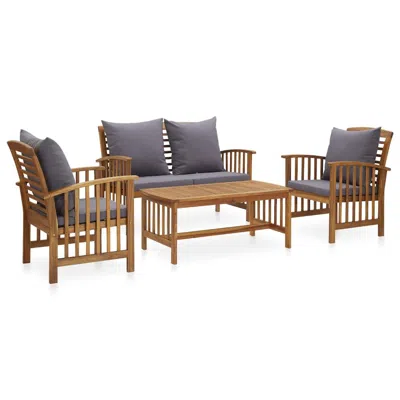 Vidaxl 4 Piece Garden Lounge Set With Cushions Solid Acacia Wood, 3057979 In Brown