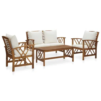 Vidaxl 4 Piece Garden Lounge Set With Cushions Solid Acacia Wood, 3057987 In Brown