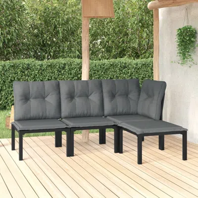 Vidaxl 4 Piece Patio Lounge Set Black And Gray Poly Rattan