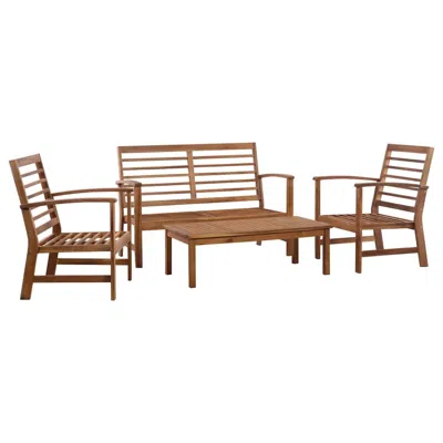 Vidaxl 4 Piece Patio Lounge Set Solid Acacia Wood In Brown