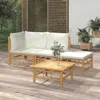 Shop Vidaxl 4 Piece Patio Lounge Set With Cream White Cushions Bamboo