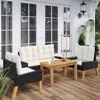 Vidaxl 4 Piece Patio Lounge Set With Cushions Poly Rattan And Solid Wood