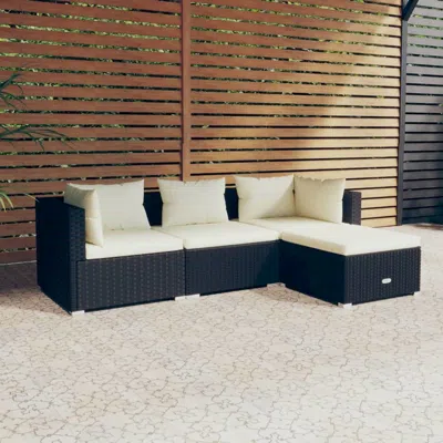 Vidaxl 4 Piece Patio Lounge Set With Cushions Poly Rattan Black
